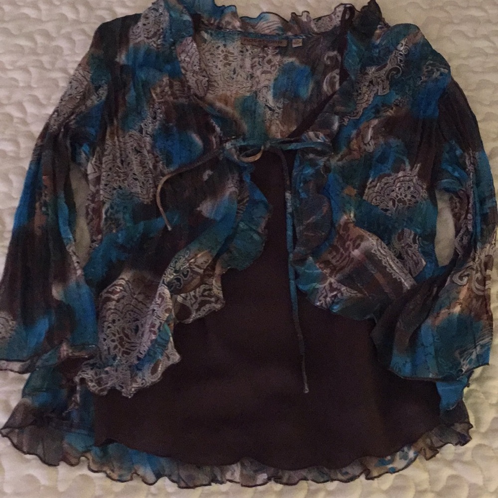 Notations 2 piece sheer camisole and top